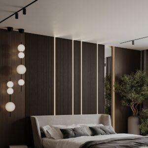 Lamele PCV na płycie HDF z profilem LED
